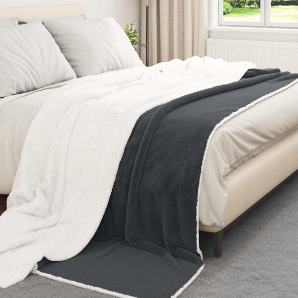 vidaXL Throw Blanket Dark Grey 240 x 270 cm Fleece