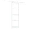 vidaXL Sliding Door White 73.5 x 211 cm Solid Pine Wood and Glass
