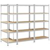 vidaXL 5-Layer Storage Shelves 3 pcs Silver Steel&Engineered Wood