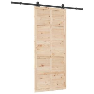 vidaXL Sliding Door Natural 90 x 208 cm Solid Pine Wood