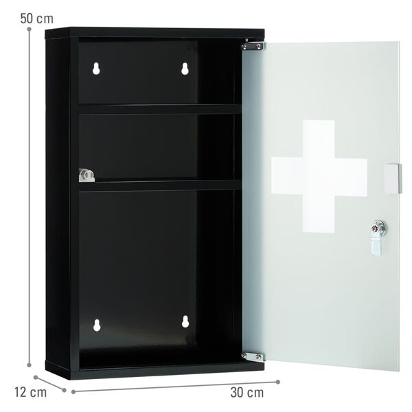 FIRST AID ONLY Emergency Cabinet 30x12x50 cm Black