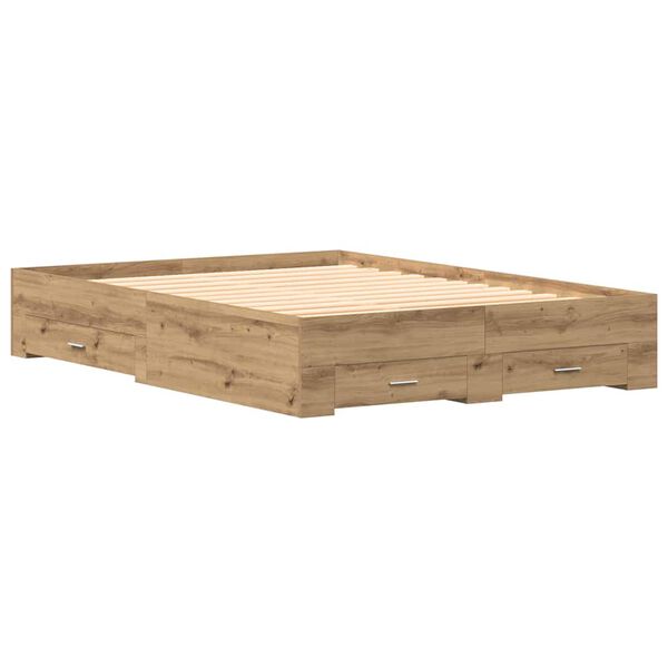 vidaXL Bed Frame with Drawer Artisan Oak 135 x 190 cm Engineered Wood