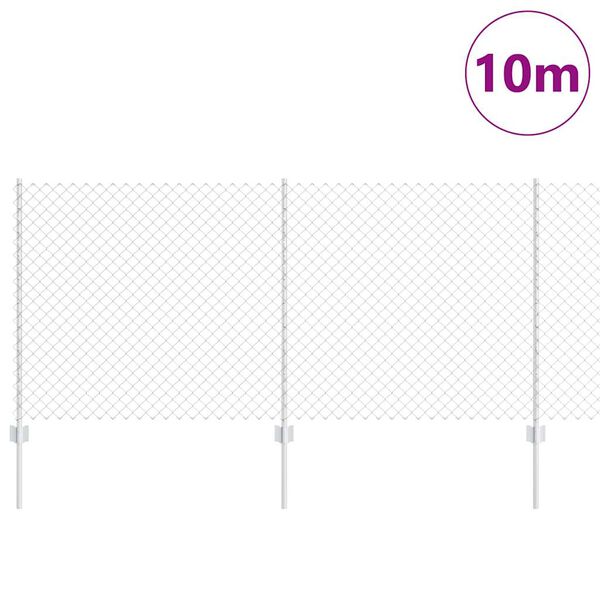 vidaXL Fence with Post Silver 1 x 10 m Steel