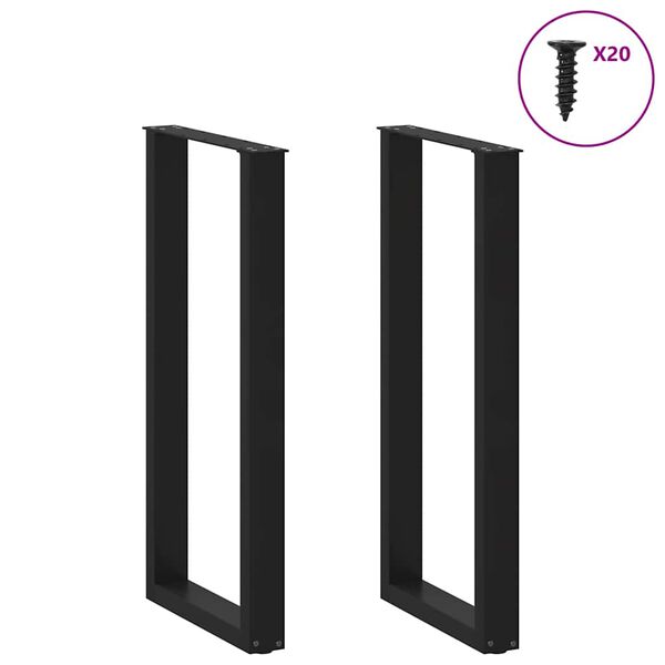 vidaXL Bar Table Legs U-Shaped 2 pcs Black 40x(100-101) cm Steel