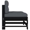 vidaXL Middle Sofas with Cushions 2 pcs Black Solid Wood Pine