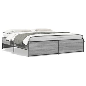 vidaXL Bed Frame without Mattress Grey Sonoma 200x200 cm