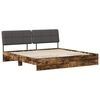vidaXL Double Bed with Headboard Smoked Oak and Dark Grey 200 x 200 cm