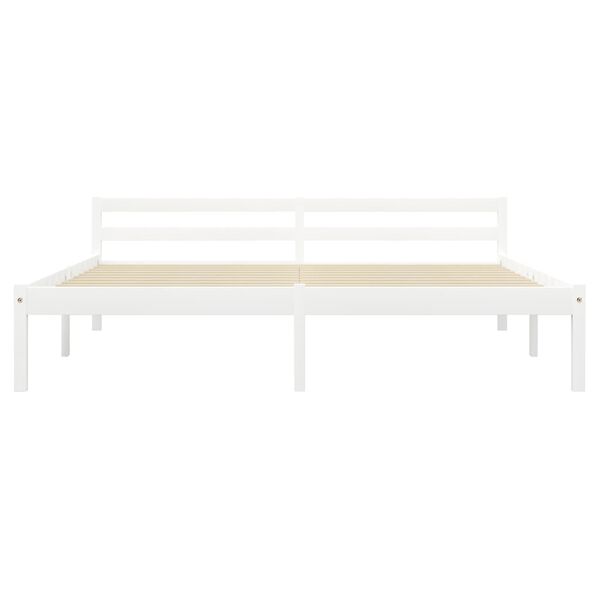 vidaXL Bed Frame without Mattress White Solid Pine Wood 180x200 cm Super King