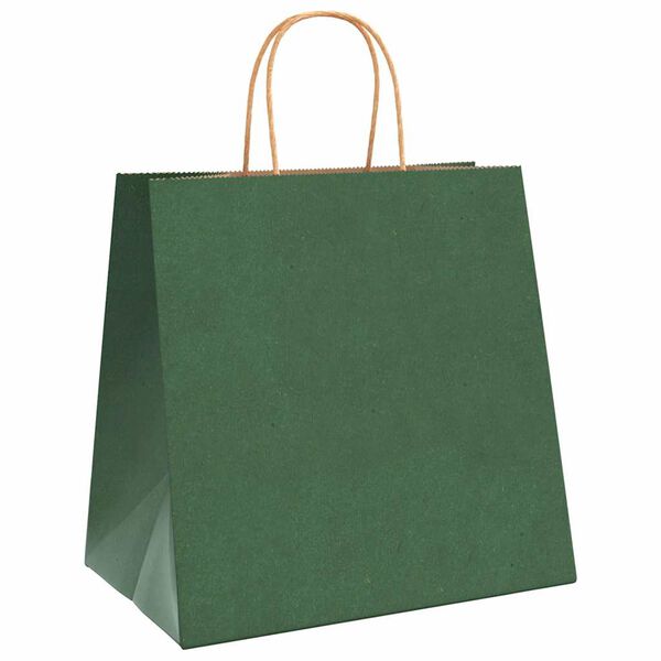 vidaXL Paper Bags 250 pcs with Handles Green 26x17x25 cm