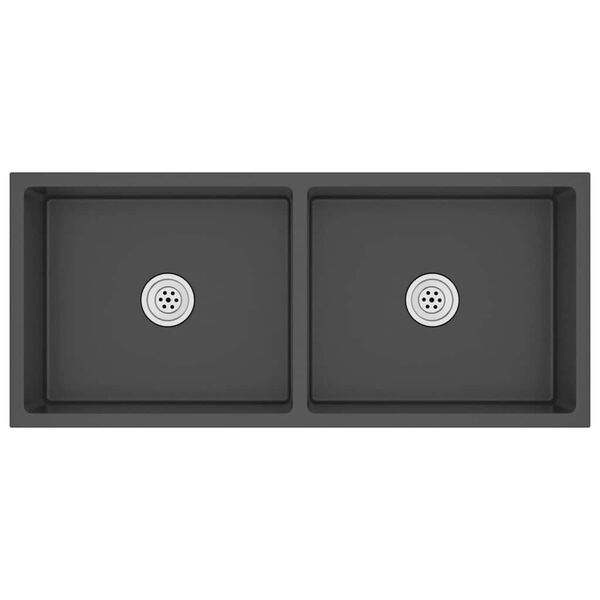 vidaXL Handmade Kitchen Sink Black Stainless Steel