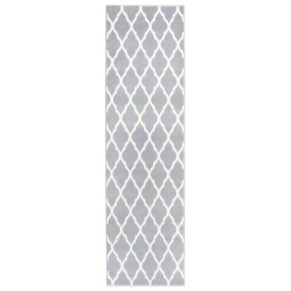 vidaXL Runner Rug BCF Grey and White 60x200 cm