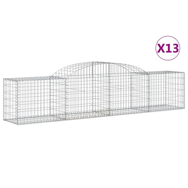 vidaXL Arched Gabion Baskets 13 pcs 300x50x60/80 cm Galvanised Iron