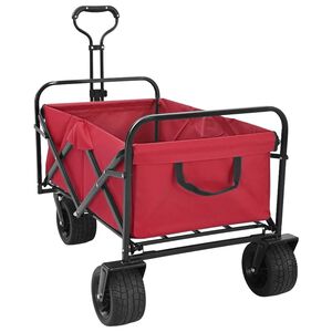 vidaXL Folding Wagon Red 89 x 63 x 96 cm Steel and Polyester Oxford
