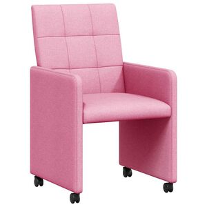 vidaXL Dining Chairs with Wheels 2 pcs Pink 58 x 65 x 94 cm Fabric