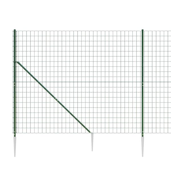 vidaXL Wire Mesh Fence with Spike Anchors Green 1.8x25 m