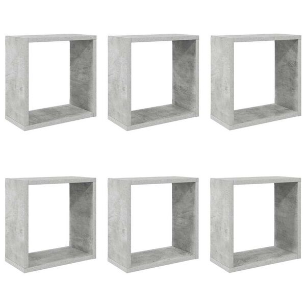 vidaXL Wall Cube Shelves 6 pcs Concrete Grey 30x15x30 cm