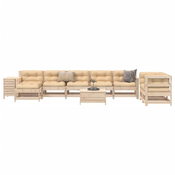 vidaXL 10 Piece Garden Sofa Set Solid Wood Pine