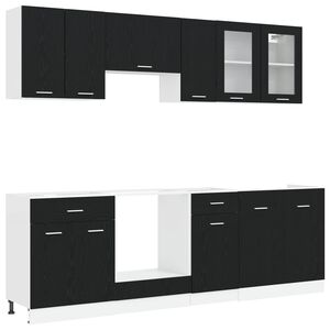 vidaXL Kitchen Unit Lyon 8 pcs Black Oak Engineered Wood