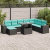 vidaXL 11 Piece Garden Sofa Set with Cushions Black Poly Rattan Acacia