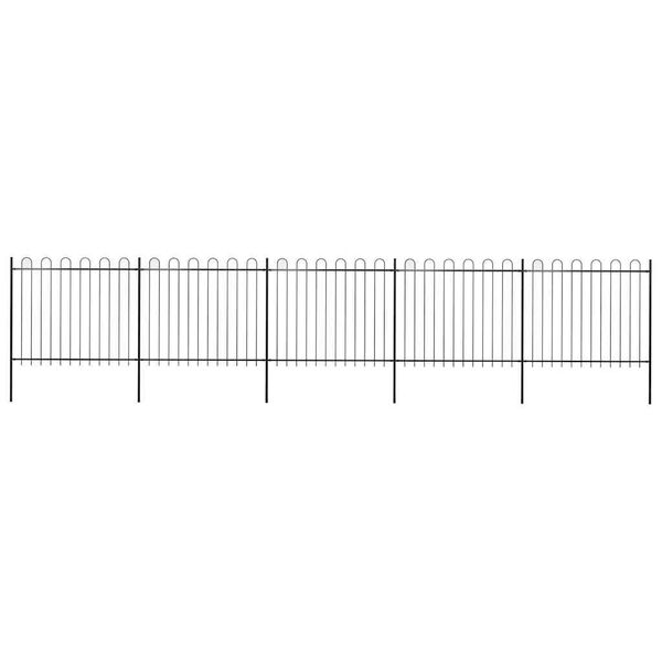 vidaXL Garden Fence with Hoop Top Steel 892.5x150 cm Black