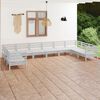 vidaXL 10 Piece Garden Lounge Set White Solid Wood Pine