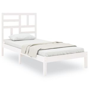 vidaXL Bed Frame without Mattress White Solid Wood 75x190 cm Small Single