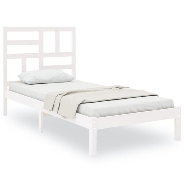 vidaXL Bed Frame without Mattress White Solid Wood 75x190 cm Small Single
