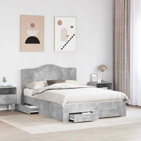 vidaXL Bed Frame Concrete Grey 160 x 200 cm Engineered Wood