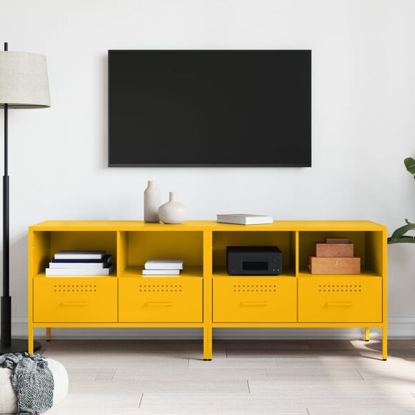 vidaXL TV Cabinets 2 pcs Mustard Yellow 68x39x50.5 cm Steel