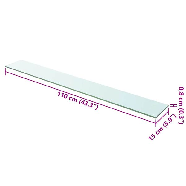vidaXL Shelves 2 pcs Panel Glass Clear 110x15 cm
