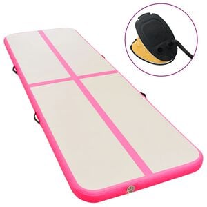 vidaXL Inflatable Gymnastics Mat with Pump 300x100x10 cm PVC Pink