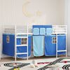 vidaXL Kids'Loft Bed Frame with Curtains White and Blue 100 x 200 cm