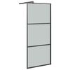vidaXL Walk-in Shower Wall with Shelf Black 80x195cm ESG Glass&Aluminium