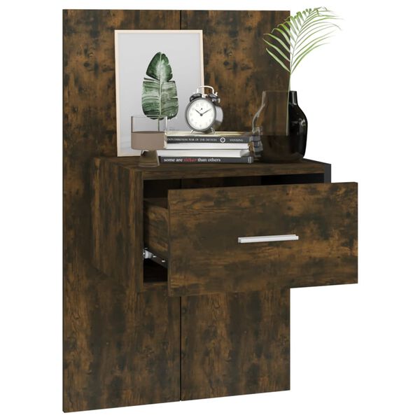 vidaXL Wall-mounted Bedside Cabinet Smoked Oak
