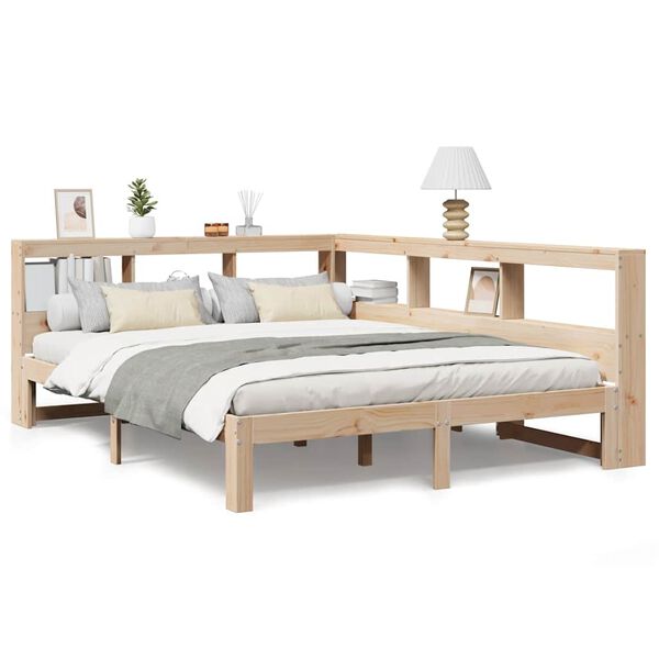 vidaXL Bookcase Bed without Mattress 140x190 cm Solid Wood Pine