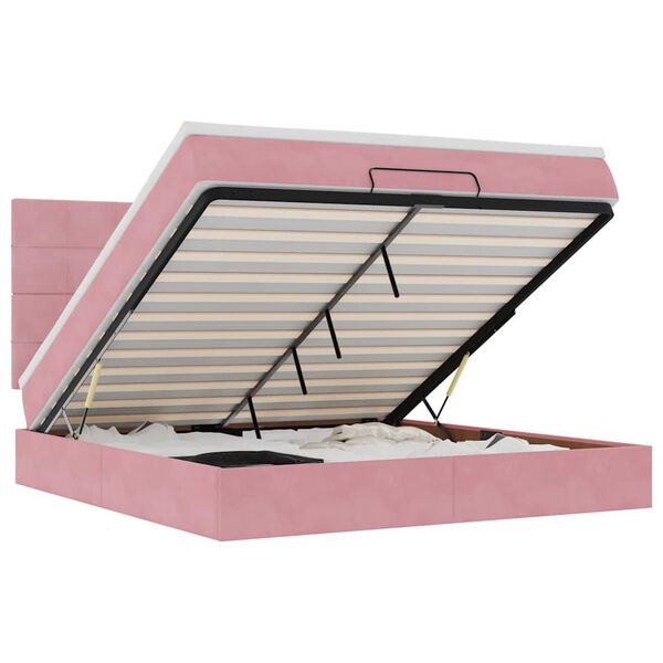 vidaXL Ottoman Bed with Mattresses Pink 180x200cm Velvet
