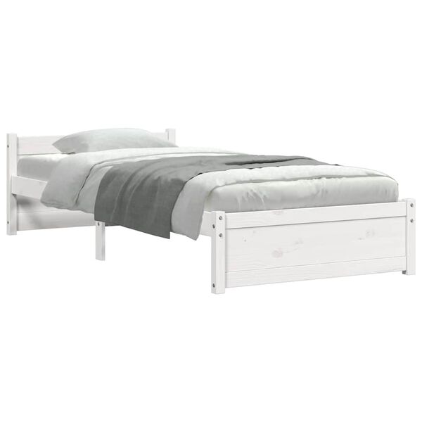 vidaXL Bed Frame without Mattress White Solid Wood 100x200 cm