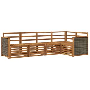 vidaXL Sectional Sofa Set 4 pcs Natural Solid Acacia Wood