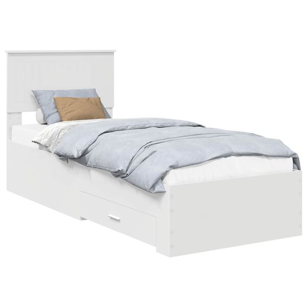 vidaXL Bed Frame White and Silver 75 x 190 cm Engineered Wood