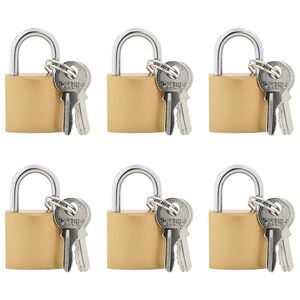 vidaXL U Lock with Keys 6 pcs Brass Iron