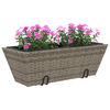 vidaXL Planters with hooks 2 pcs Grey Poly Rattan