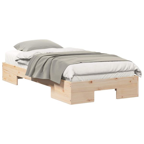 vidaXL Floor Bed Frame with Storage Brown 90 x 190 cm Solid pine wood