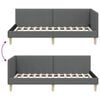 vidaXL Corner Bed Frame with Headboard Dark Grey 90 cm x 190 cm Velvet