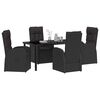 vidaXL Garden Dining Set with Cushion 5 pcs Black Poly Rattan