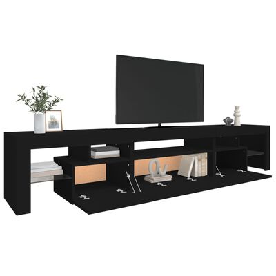vidaXL TV Cabinet with LED Lights Black 215x36.5x40 cm