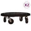 vidaXL Plant Trolleys with Wheels 2 pcs Diameter 40 cm Black 275 kg