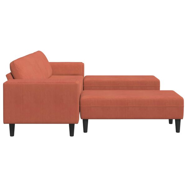 vidaXL Fabric Sofa with Cushion Red Orange 208 cm Corduroy fabric