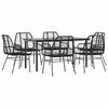 vidaXL 7 Piece Garden Dining Set Black Poly Rattan Glass