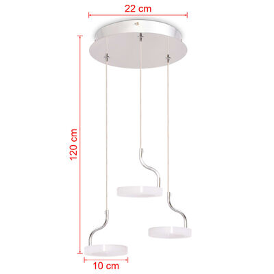 vidaXL LED Pendant Lamp with 3 Lights Warm White