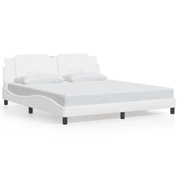 vidaXL Bed Frame without Mattress "Zadar" White 180x200 cm Super King Faux Leather